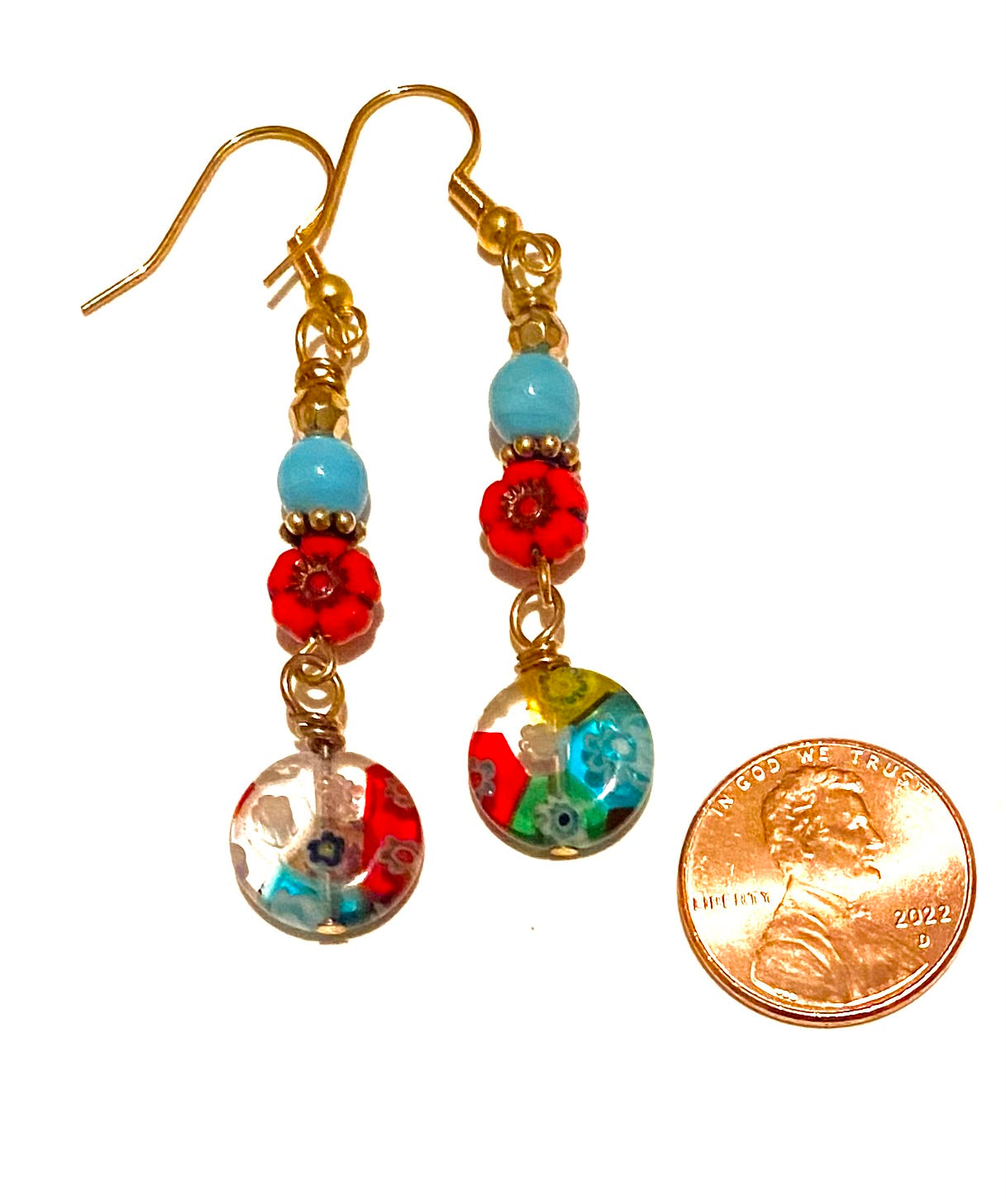 Flowery Millefiori Discs with Gold Accents