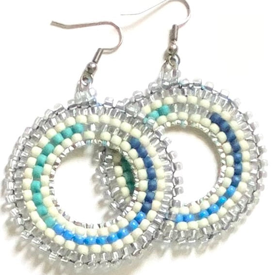 Blue Ombré Circular Necklace and Hoops