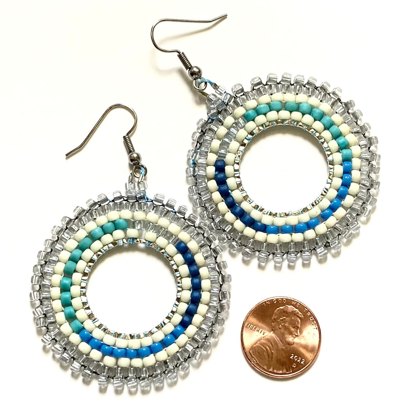 Blue Ombré Circular Necklace and Hoops