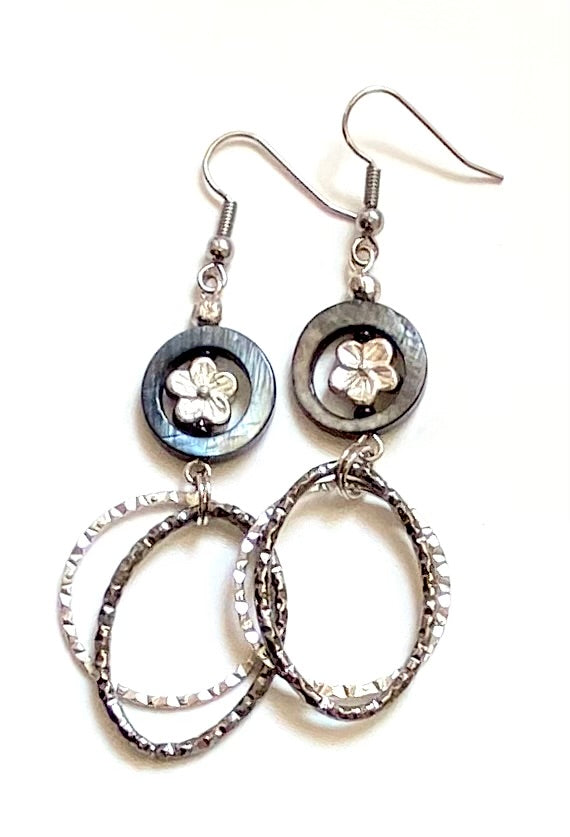Abalone Double Circled Hoops