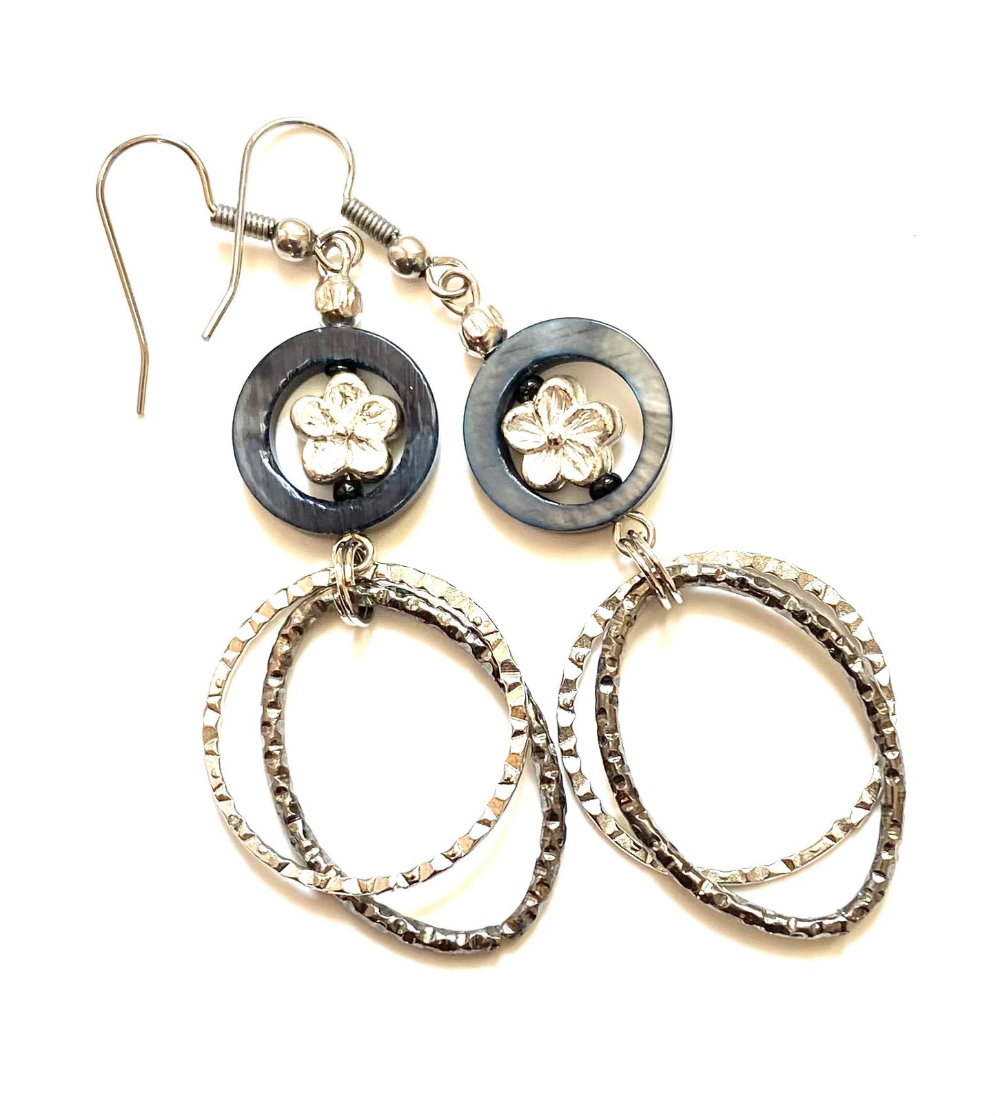 Abalone Double Circled Hoops