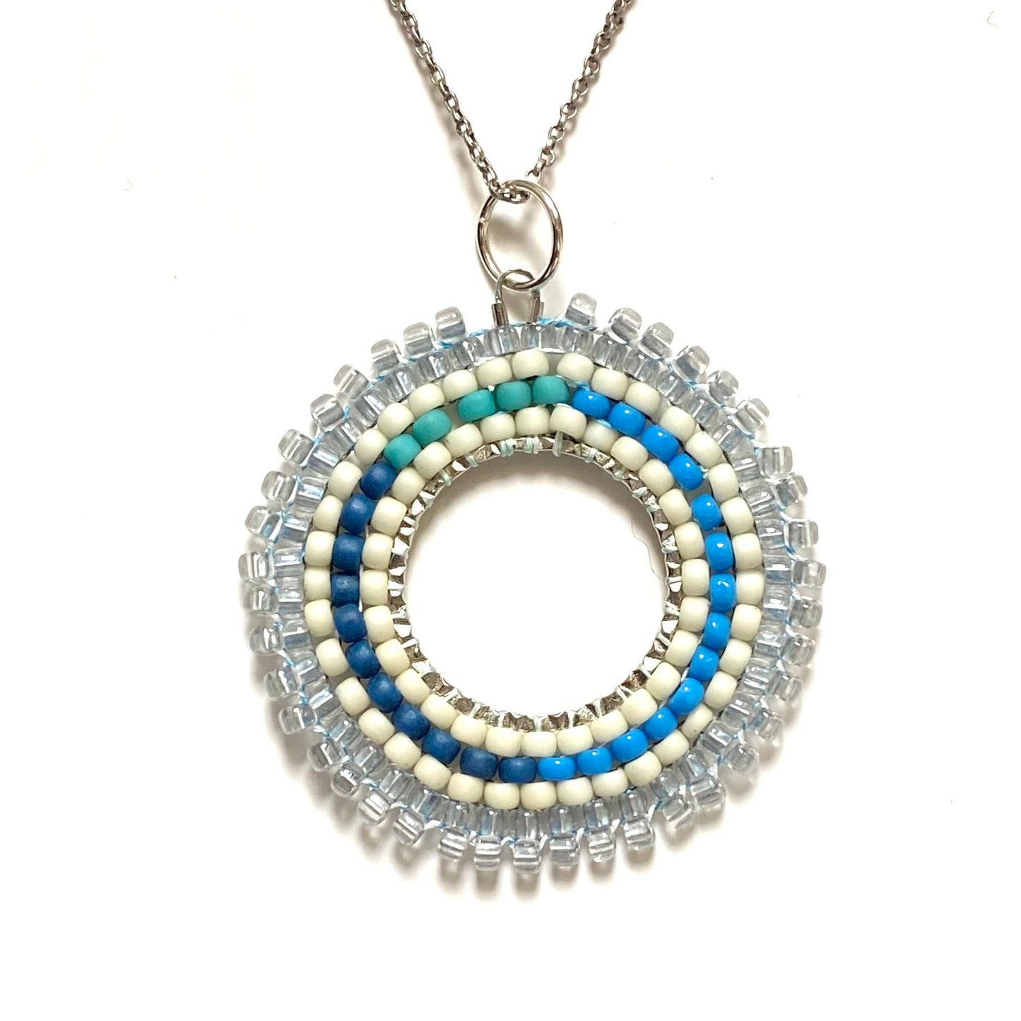 Blue Ombré Circular Necklace and Hoops