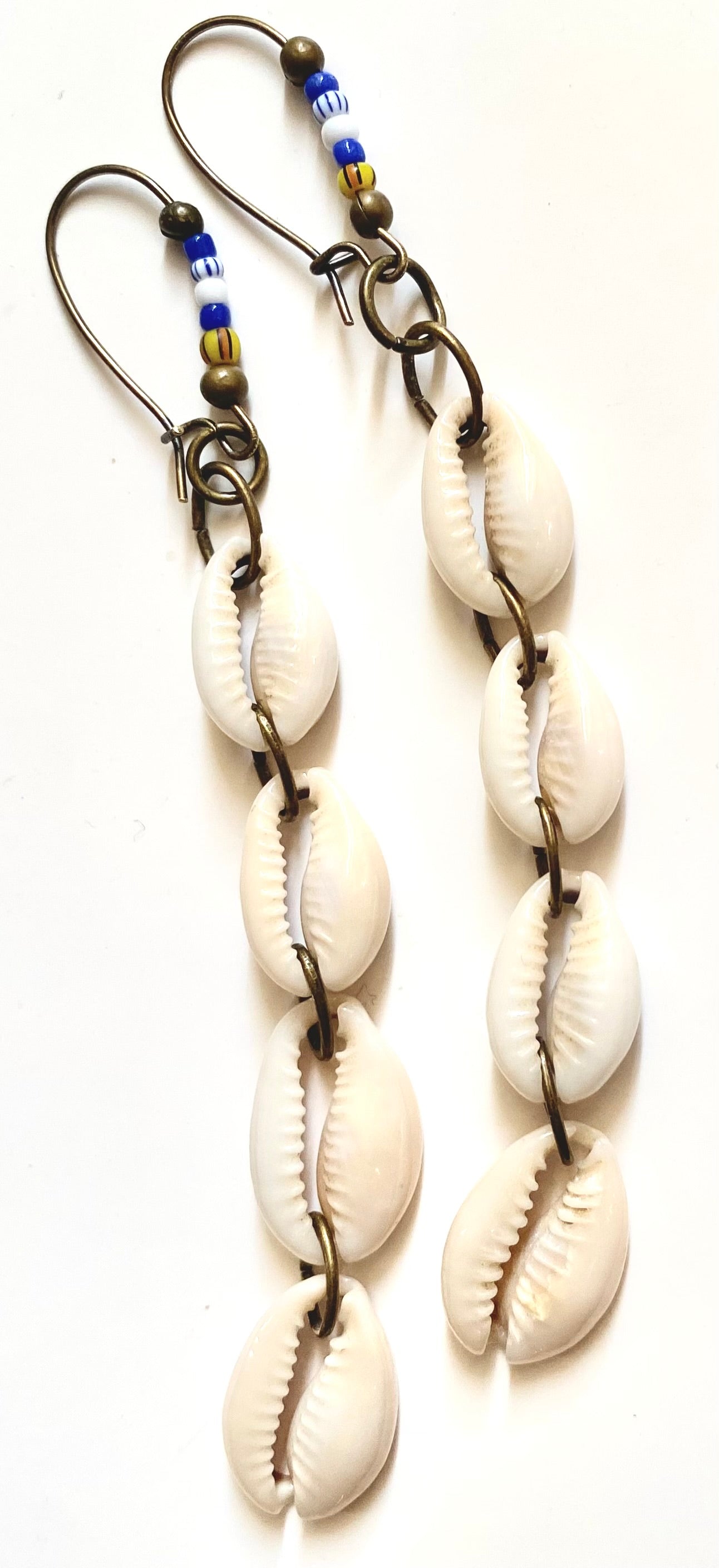 Cowrie Bead Dangle Earrings