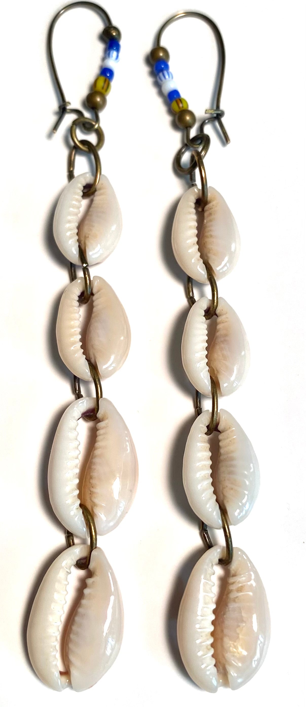 Cowrie Bead Dangle Earrings