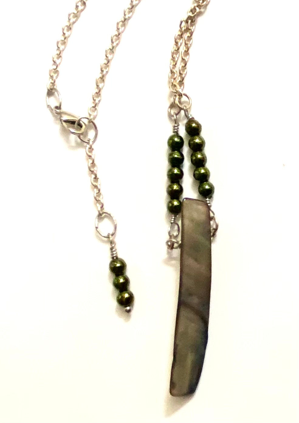 Abalone Set with Hematite Green Cast Beads