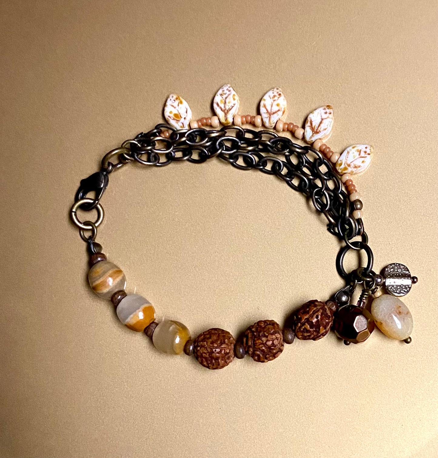 Asymmetrical Calcite and Rudrasksha Bracelet
