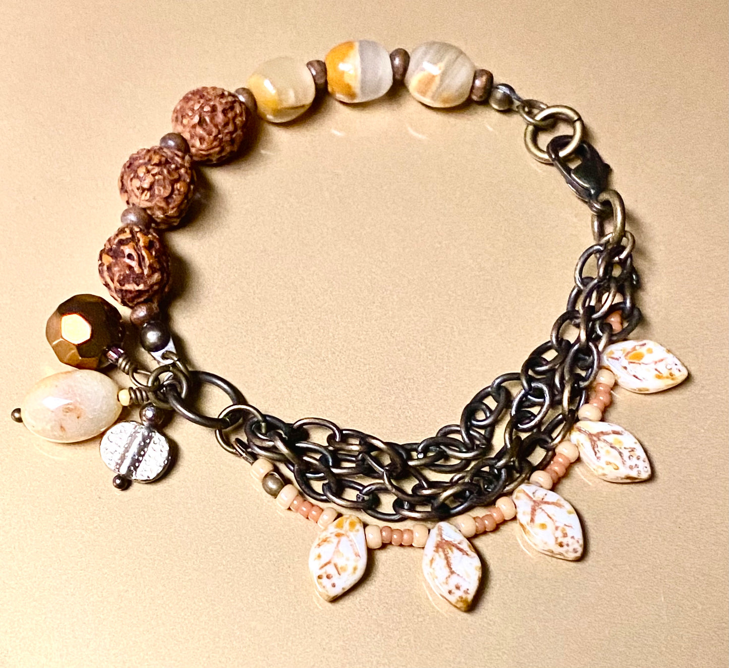 Asymmetrical Calcite and Rudrasksha Bracelet