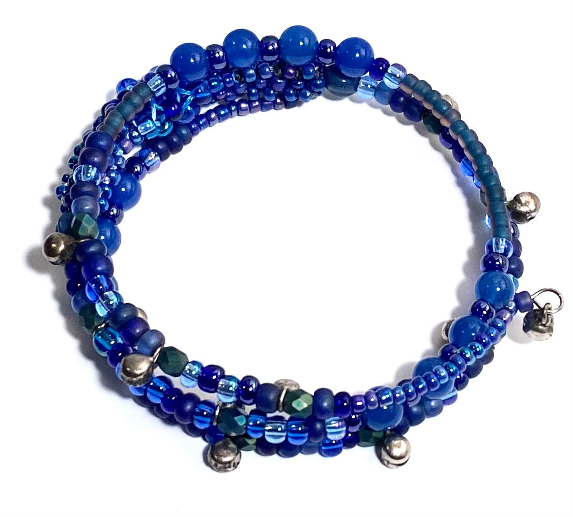 Shades of Blue with Silver Bells Bracelet