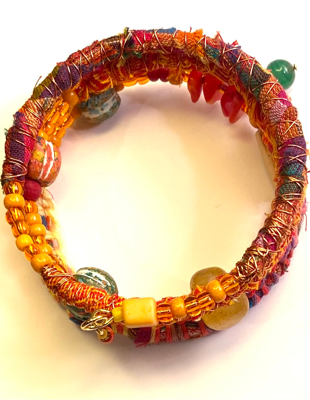 Fabric Wrapped Memory Wire Bracelet