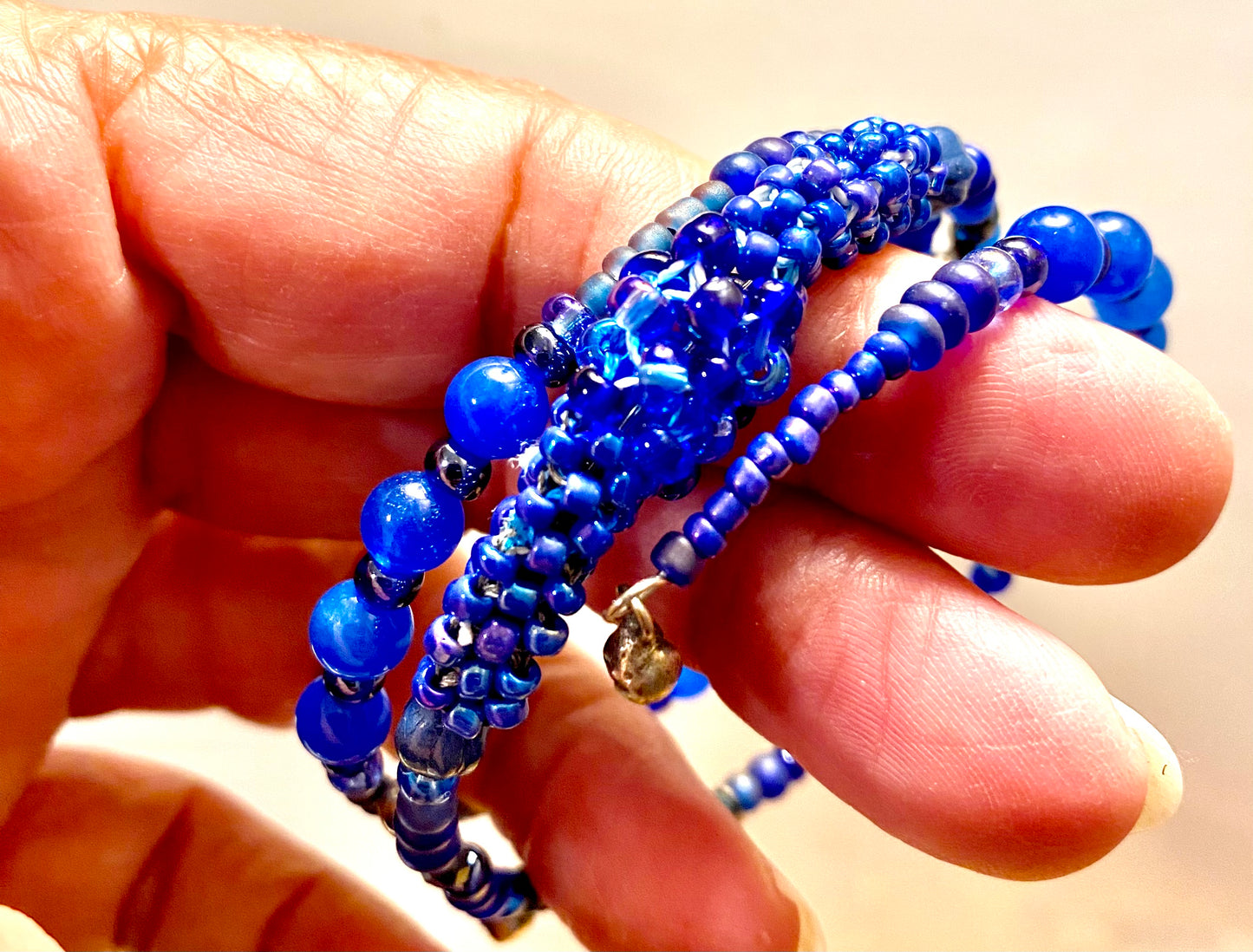 Shades of Blue with Silver Bells Bracelet