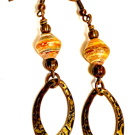 Rolled Paper Bicone Earrings