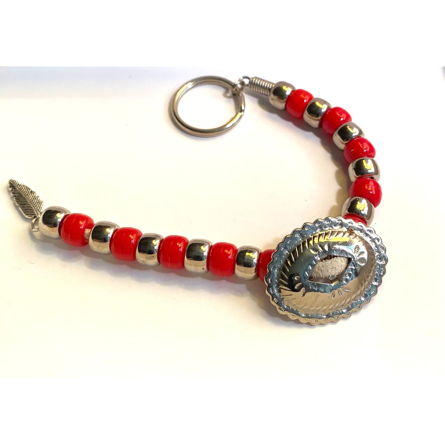 Red and Silver Concho Keychain