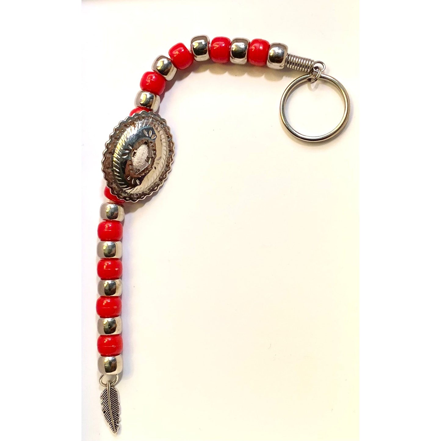 Red and Silver Concho Keychain