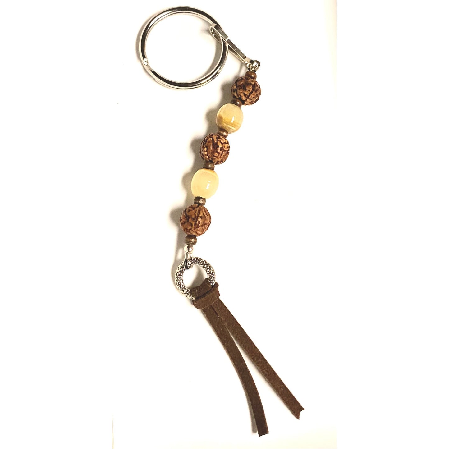 Calcite and Rudraksha Keychain