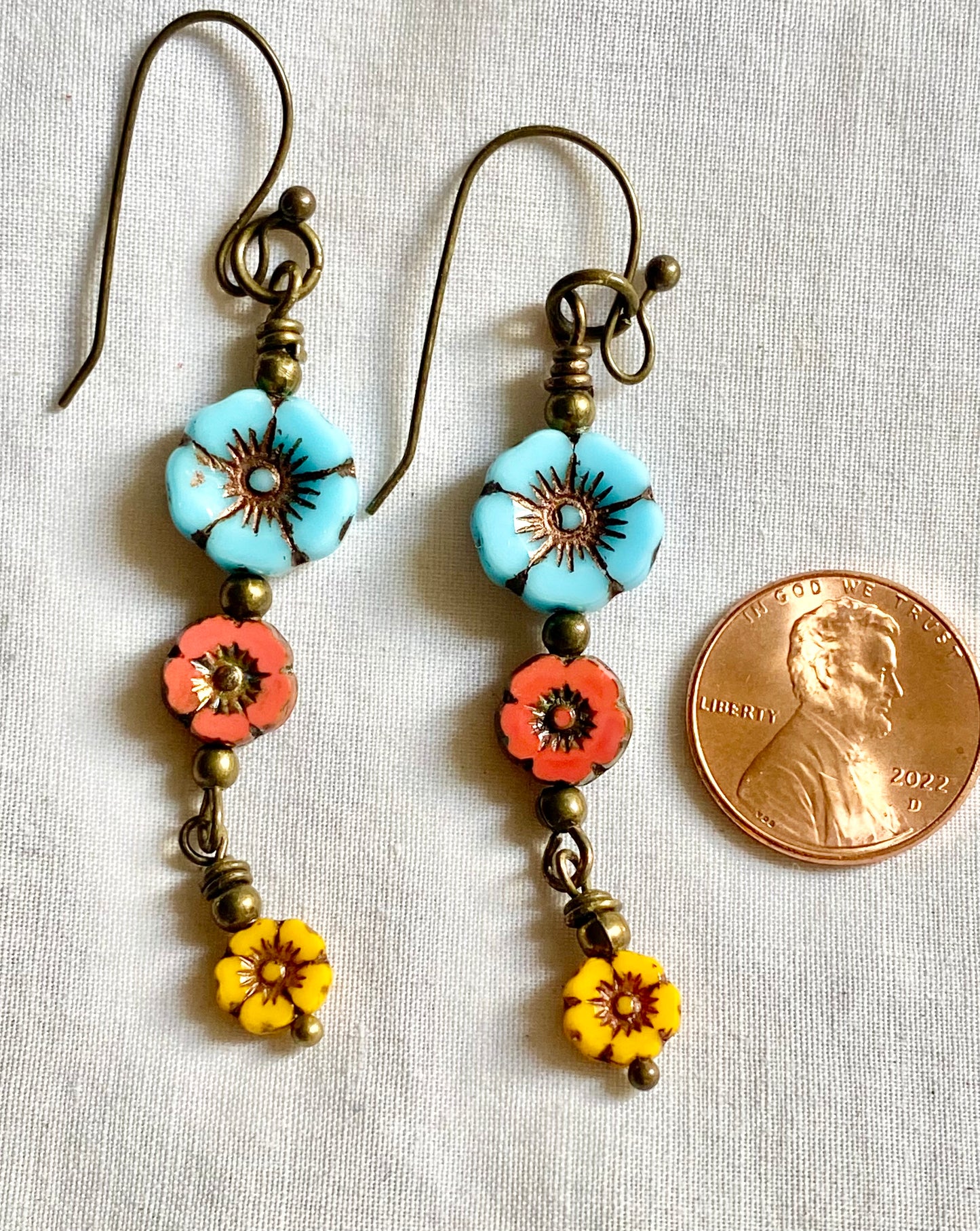 Tri-Color Flower Earrings
