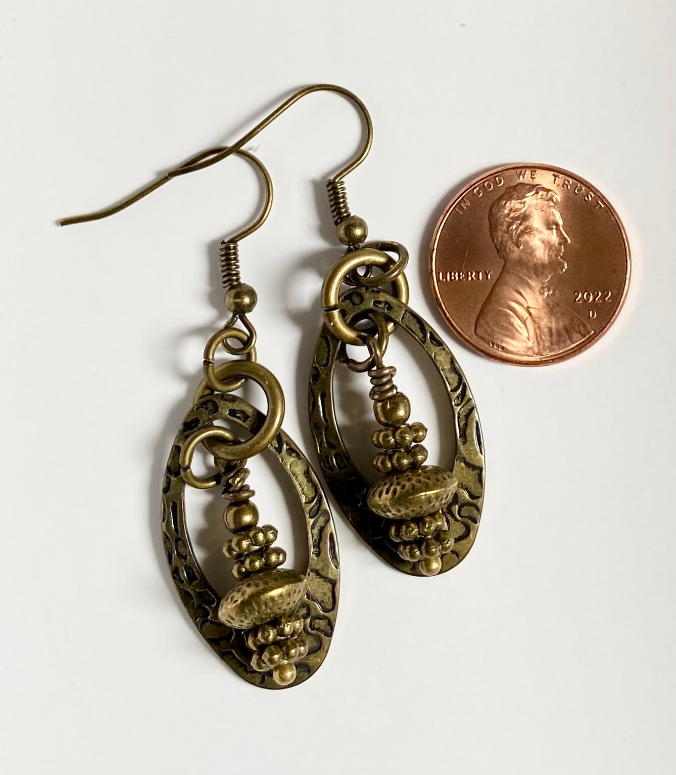 Textured Brass Hook Earrings