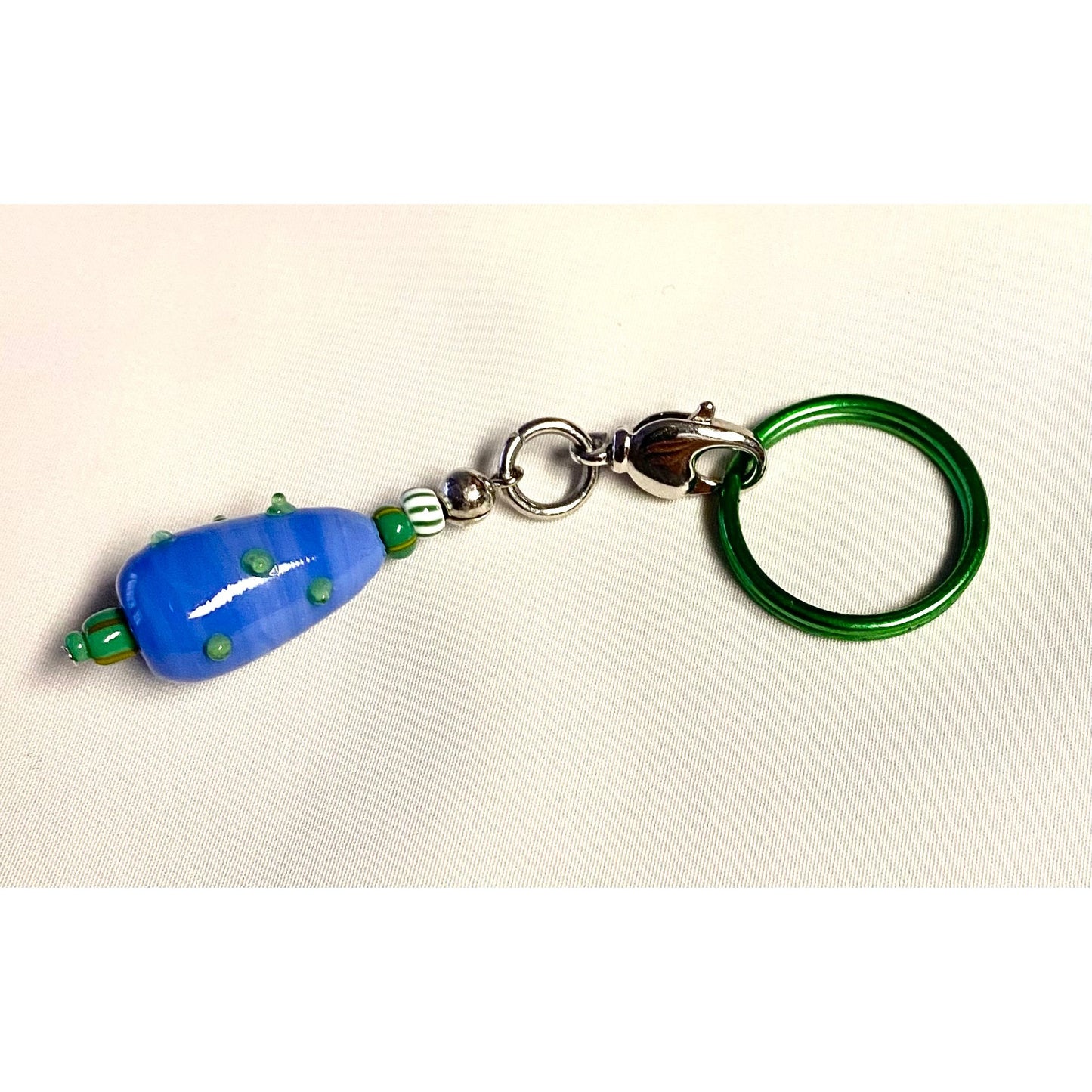 Blue Teardrop Lamp Work Keychain
