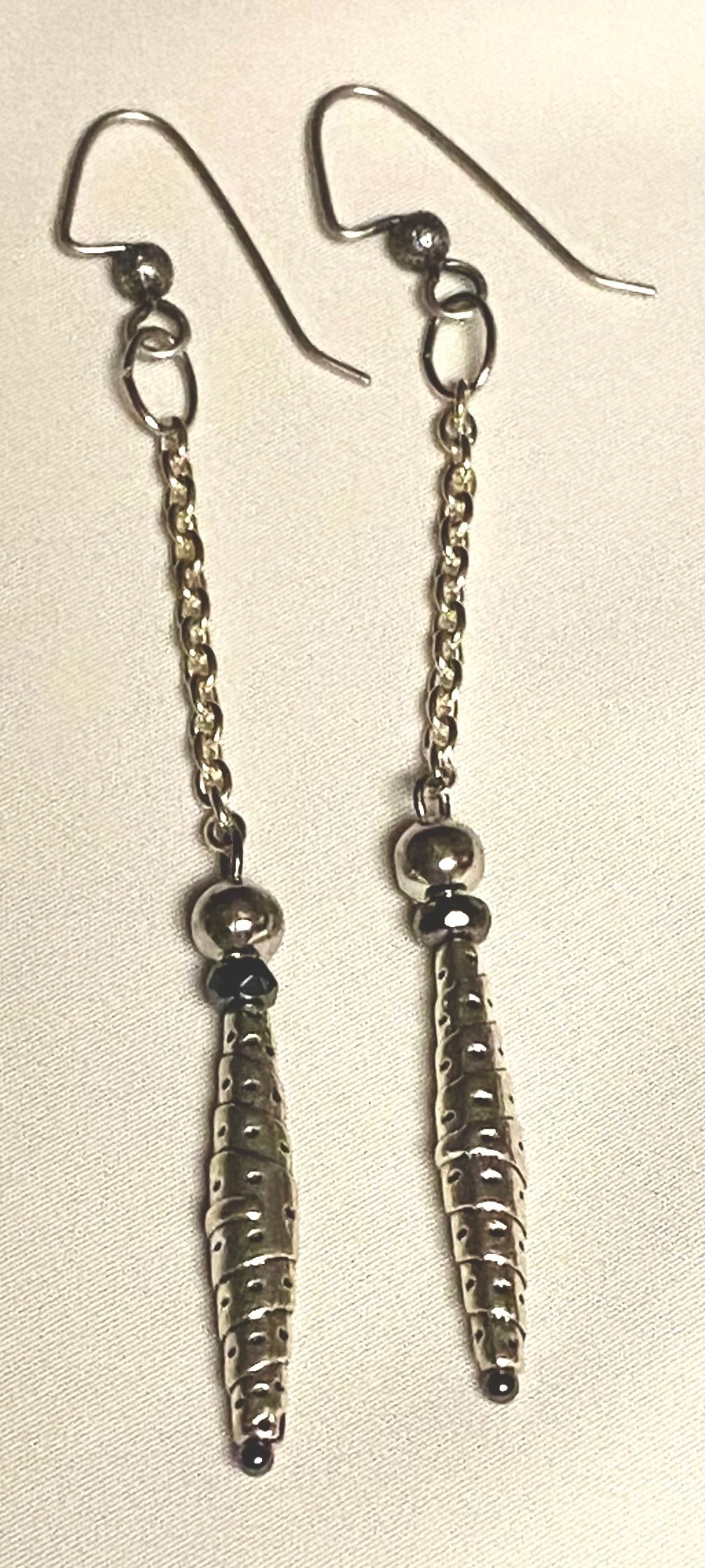 Rolled Silver Tube Earrings