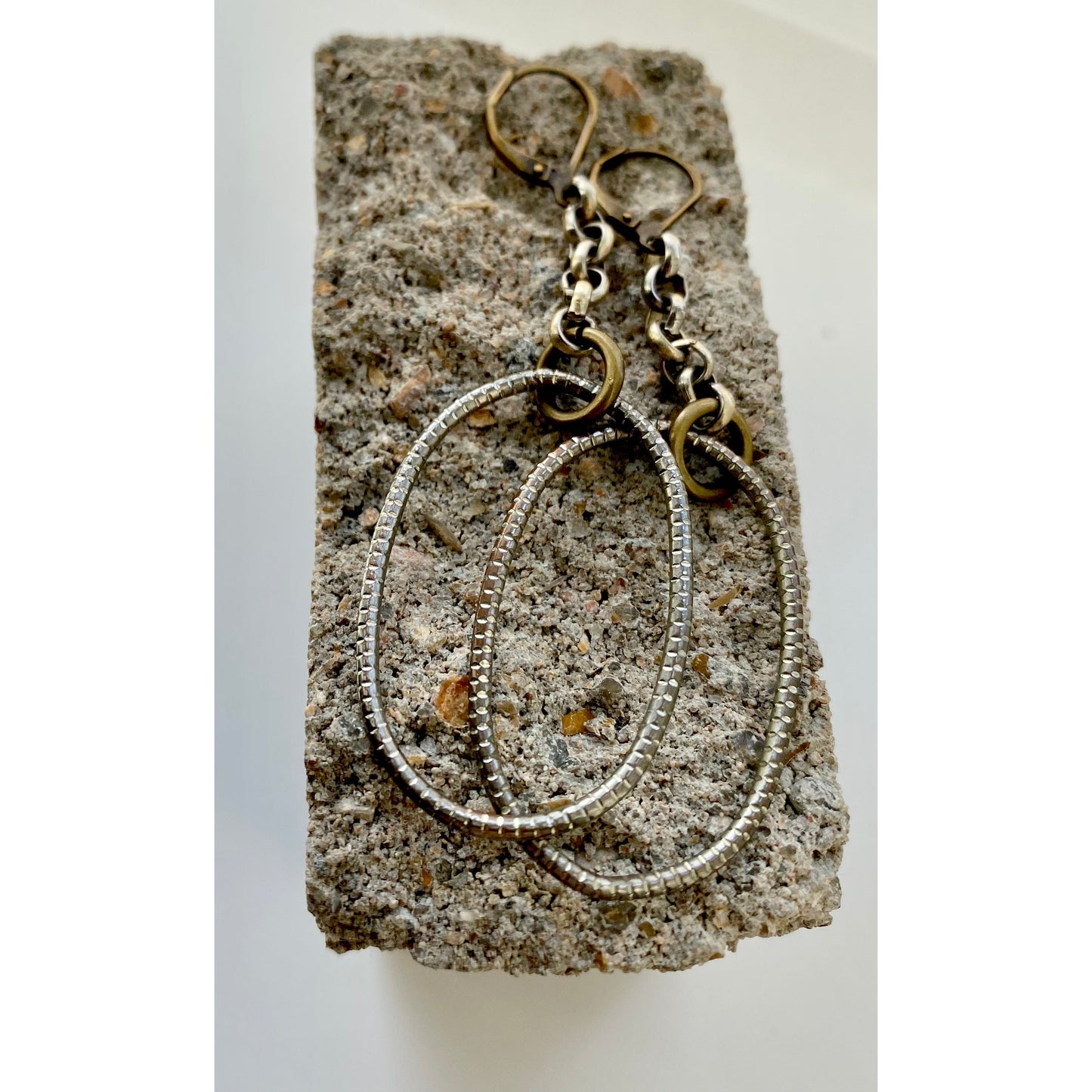 Mixed Metal Textured Hoops