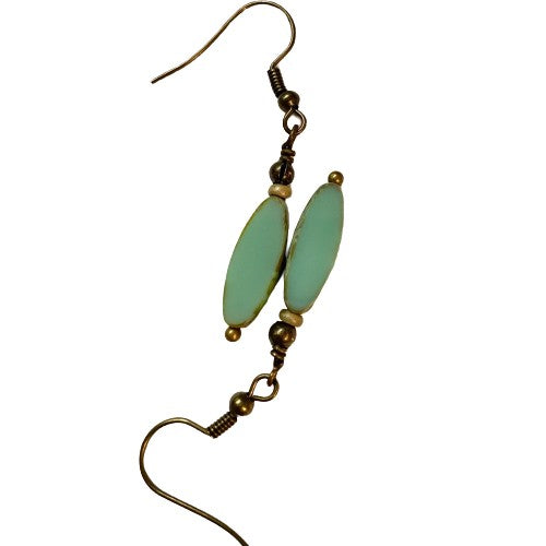 Table Cut Glass Oval Earrings