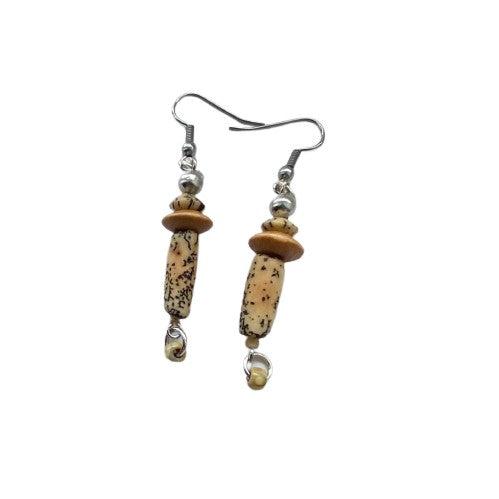 Betel Nut and Tan Wooden Necklace and Matching Earrings