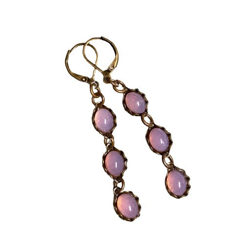 Fiery Pink Opalescent Drop Necklace and Earrings