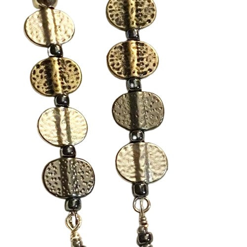 Multi-Colored Metal Disc Earrings - Hematite