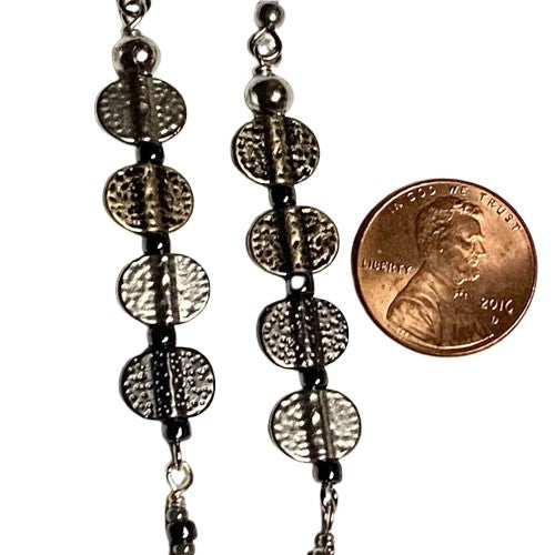 Multi-Colored Metal Disc Earrings - Hematite