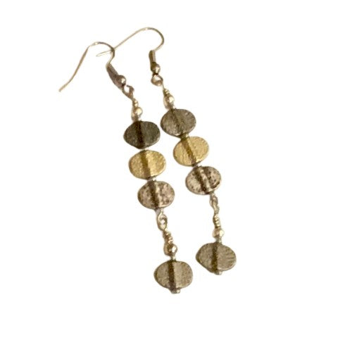 Multi-Colored Metal Disk Earrings - Smoky Gray