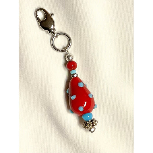 Red Lamp Work Teardrop Keychain