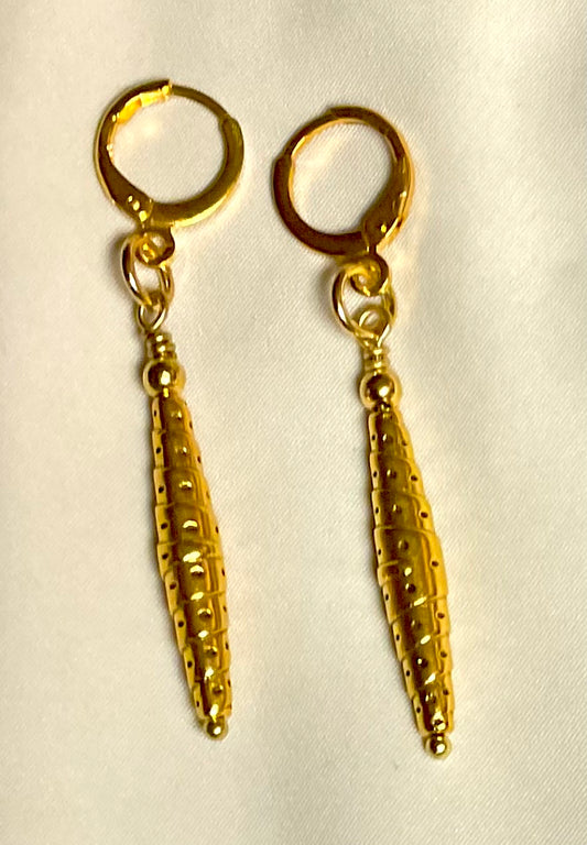 Golden Rolled Tube Earrings