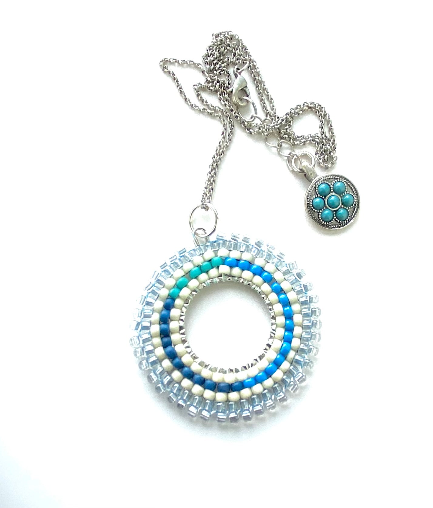 Blue Ombré Circular Necklace and Hoops