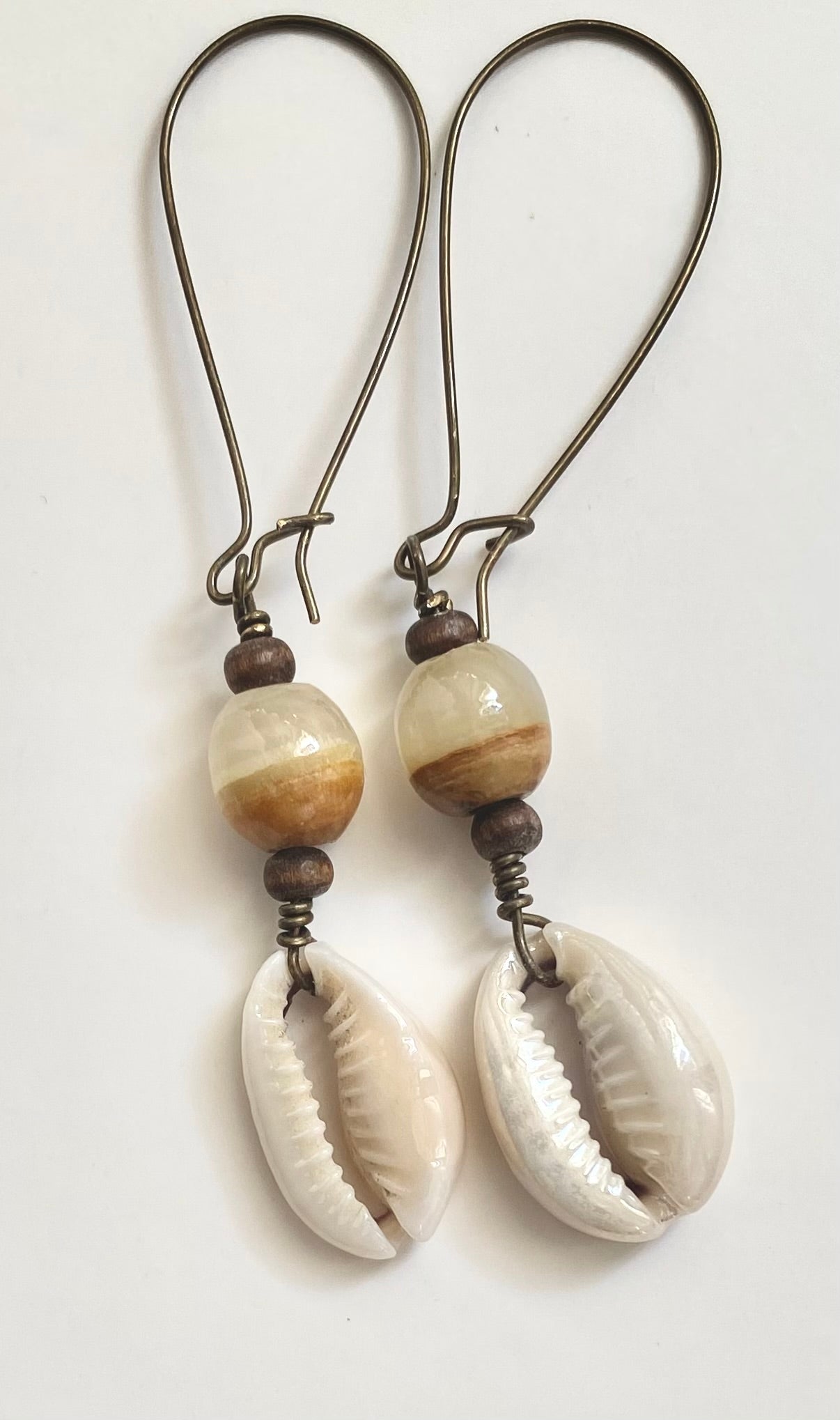 Calcite Gemstone Cowrie Earrings