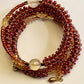 Red/Gold Cubed Beaded Memory Wire Bracelet