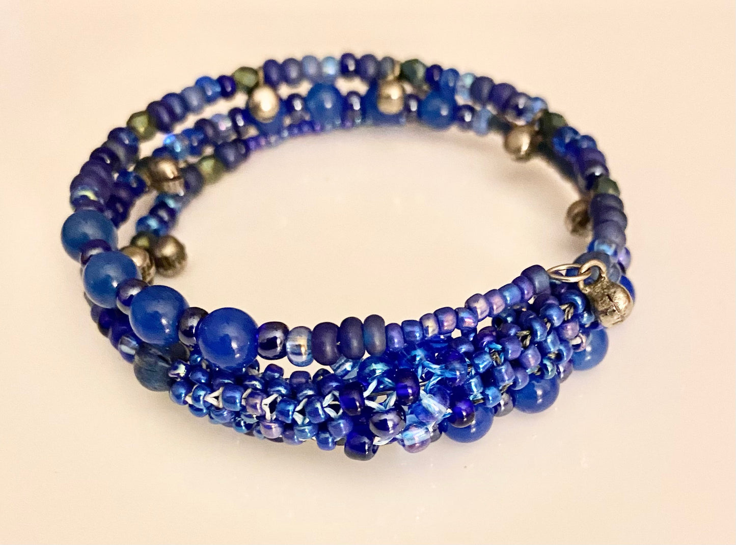 Shades of Blue with Silver Bells Bracelet