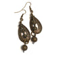 Textured Open Teardrop Earrings with Brass Metal Beads