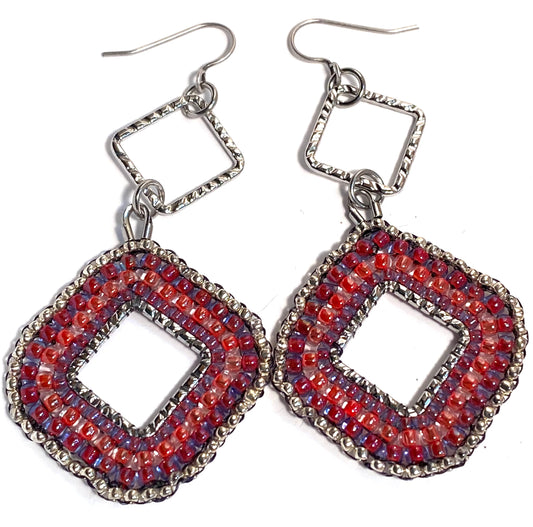 Double Beaded Triangle Earrings