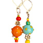 Orange/Aqua Lamp Work Earrings