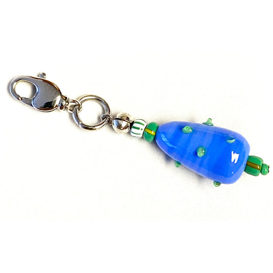 Blue Teardrop Lamp Work Keychain