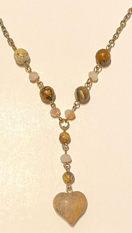 Picture Jasper Sparkle Necklace and Earrings