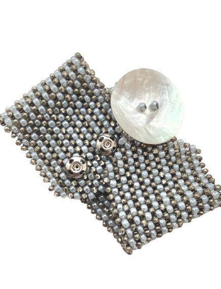 Pearl Gray and Antique Gold Cuff