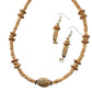 Betel Nut and Tan Wooden Necklace and Matching Earrings